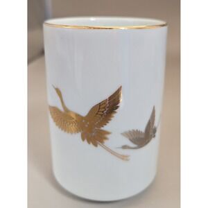 Small Porcelain  Bird  Saki Cup  Gold Birds Gold Trim. Marked  Japan